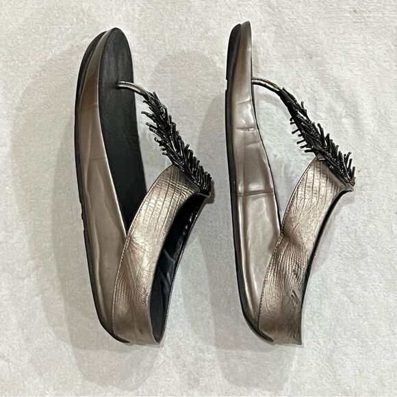 FitFlop Rumba Cha Cha Beaded Fringed Metallic Sandals Size 10 - Picture 11 of 16